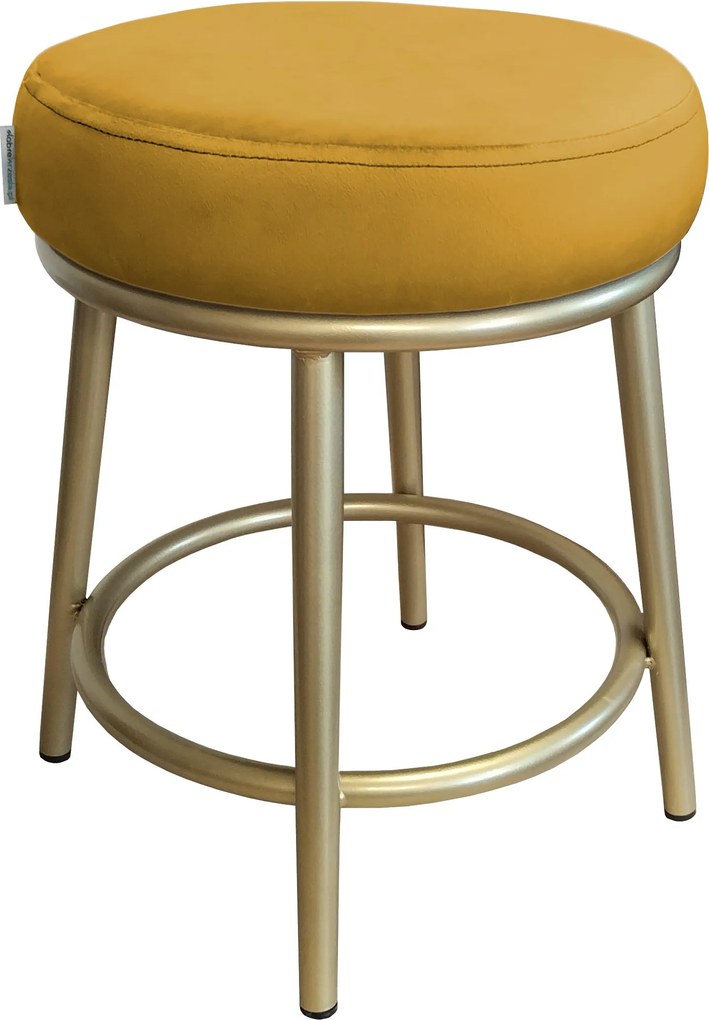 Taboret Ben tkanina Welur stelaż metalowy STOŁEK LOFT : Kolor Stelaża - Złoty, Kolor tkaniny - VELVET - MG15, Typ tkaniny - Velvet