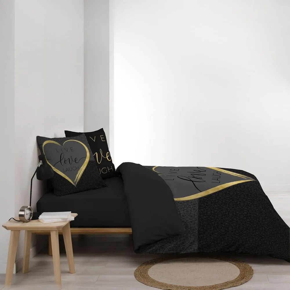 Czarna bawełniana pościel dwuosobowa 200x200 cm Crazy Love – douceur d'intérieur
