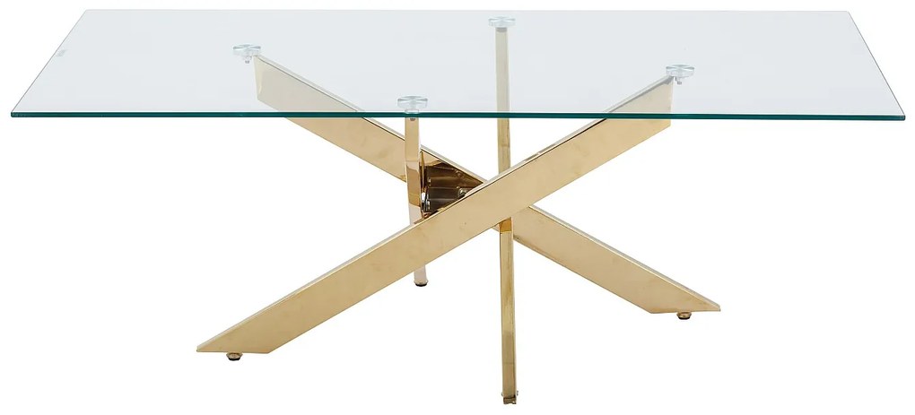 Stolik kawowy z hartowanego szkła i pozłacanego metalu - Przeźroczysty - COSIMA