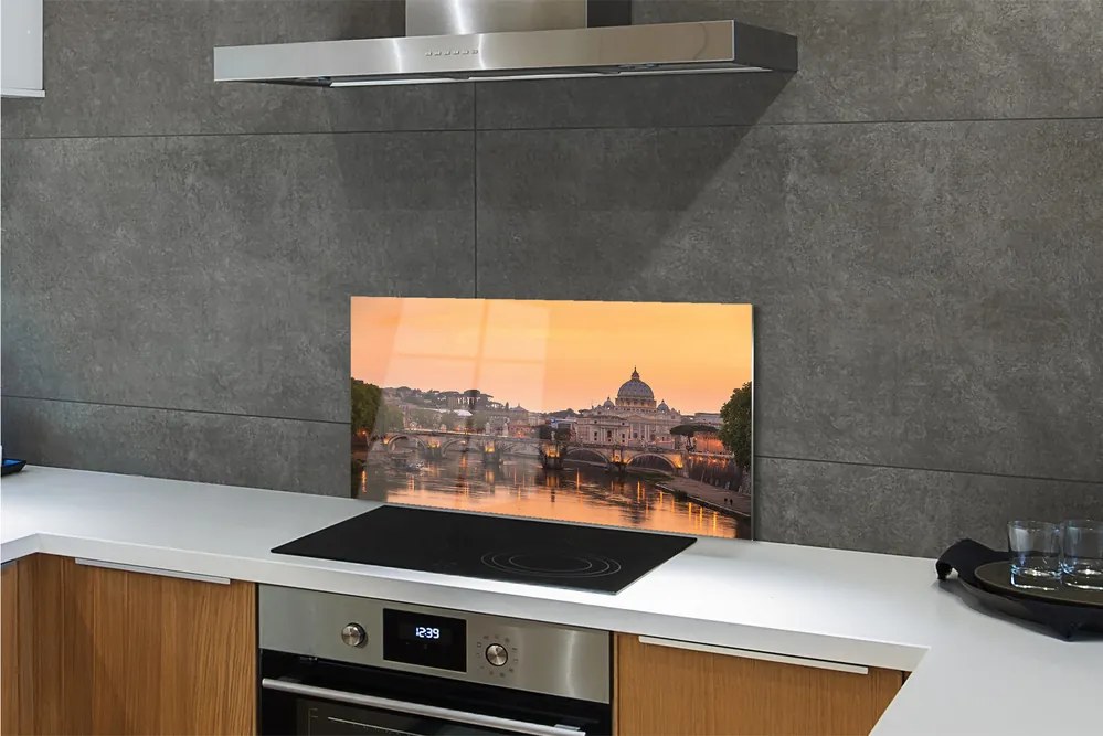 Panel szklany do Kuchni Zachód Słońca nad Rzymskimi Mostami