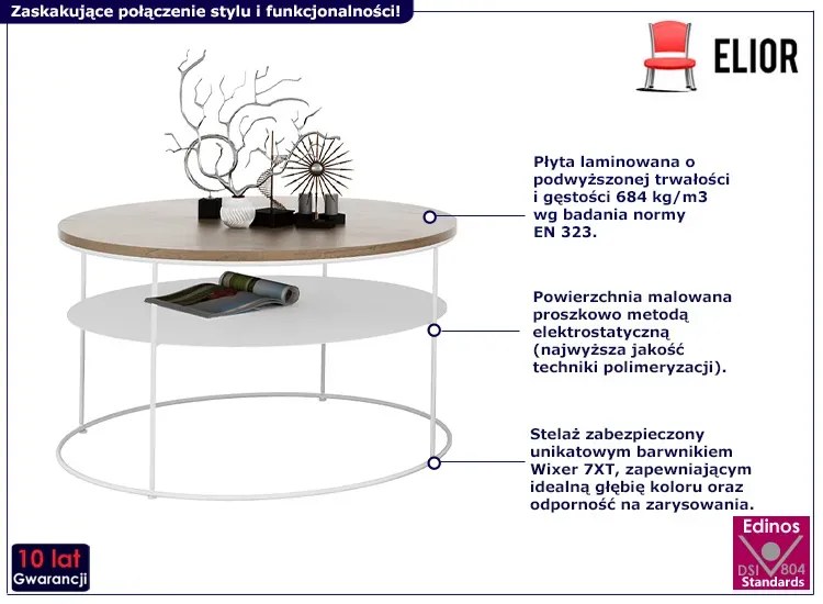 Okrągły stolik kawowy z stylu skandynawskim dąb lancelot - Rencontrer 5X
