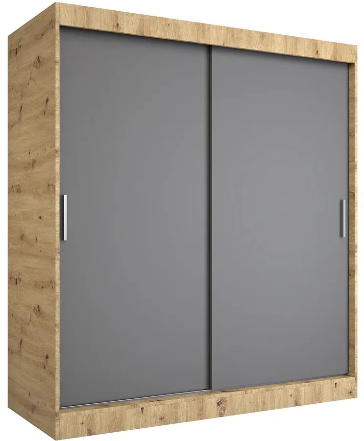 Szafa przesuwna 180 cm dąb artisan + antracyt - Erco 5X