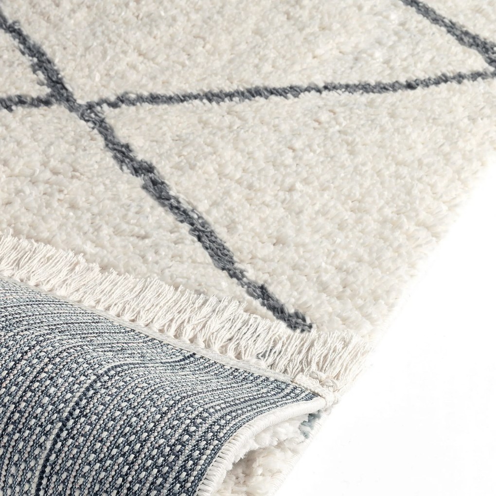 Dywan shaggy Blake romby kremowo-szary 155 cm x 230 cm