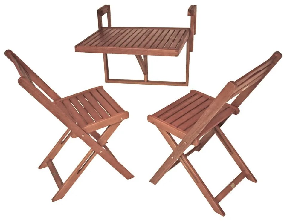 Zestaw 2 krzeseł i wiszącego stolika z drewna eukaliptusowego Garden Pleasure Balcony Berkeley
