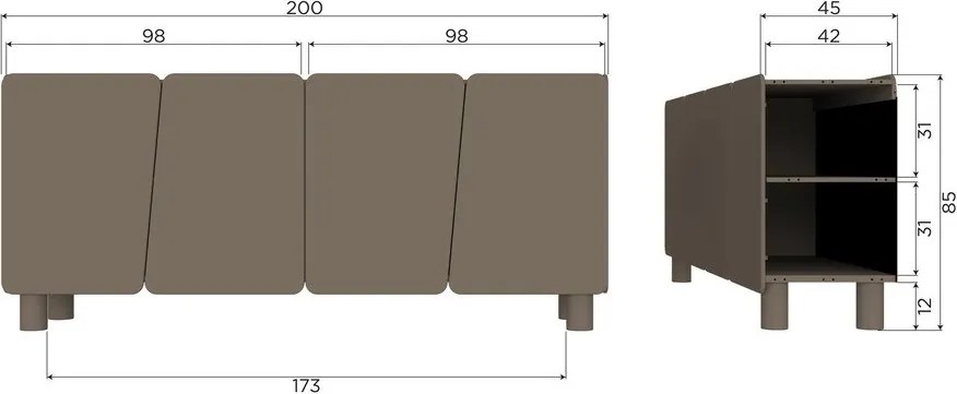 Brązowa komoda z litego drewna sosnowego 200x85x45 cm Root – WOOOD
