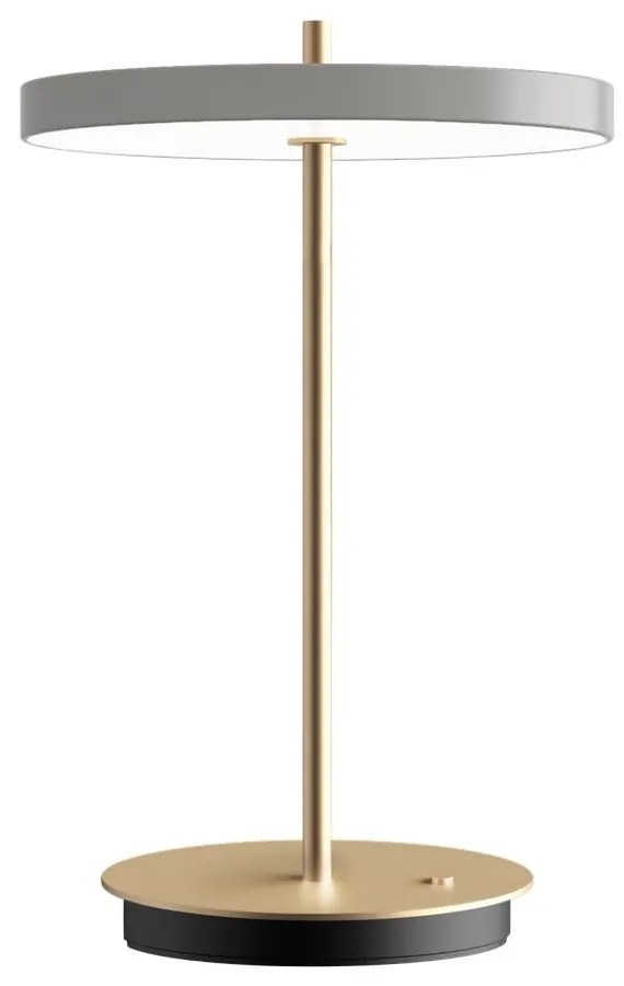Jasnoszara lampa stołowa LED ze ściemniaczem i metalowym kloszem (wysokość 31 cm) Asteria Move – UMAGE