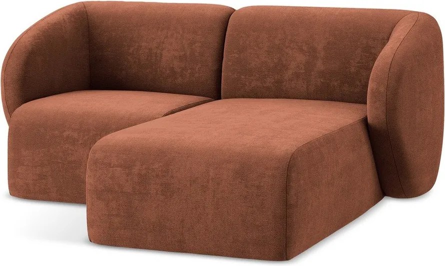 Narożnik z tkaniny szenilowej (prawostronny/z szezlongiem) w kolorze terakoty Lani – Makamii