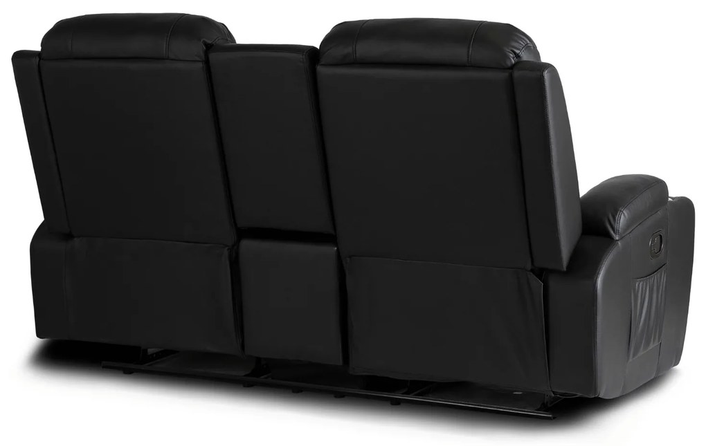 Sofa Rozkładana Dwuosobowa ALPINE Czarna Ekoskóra Nowoczesna do Salonu