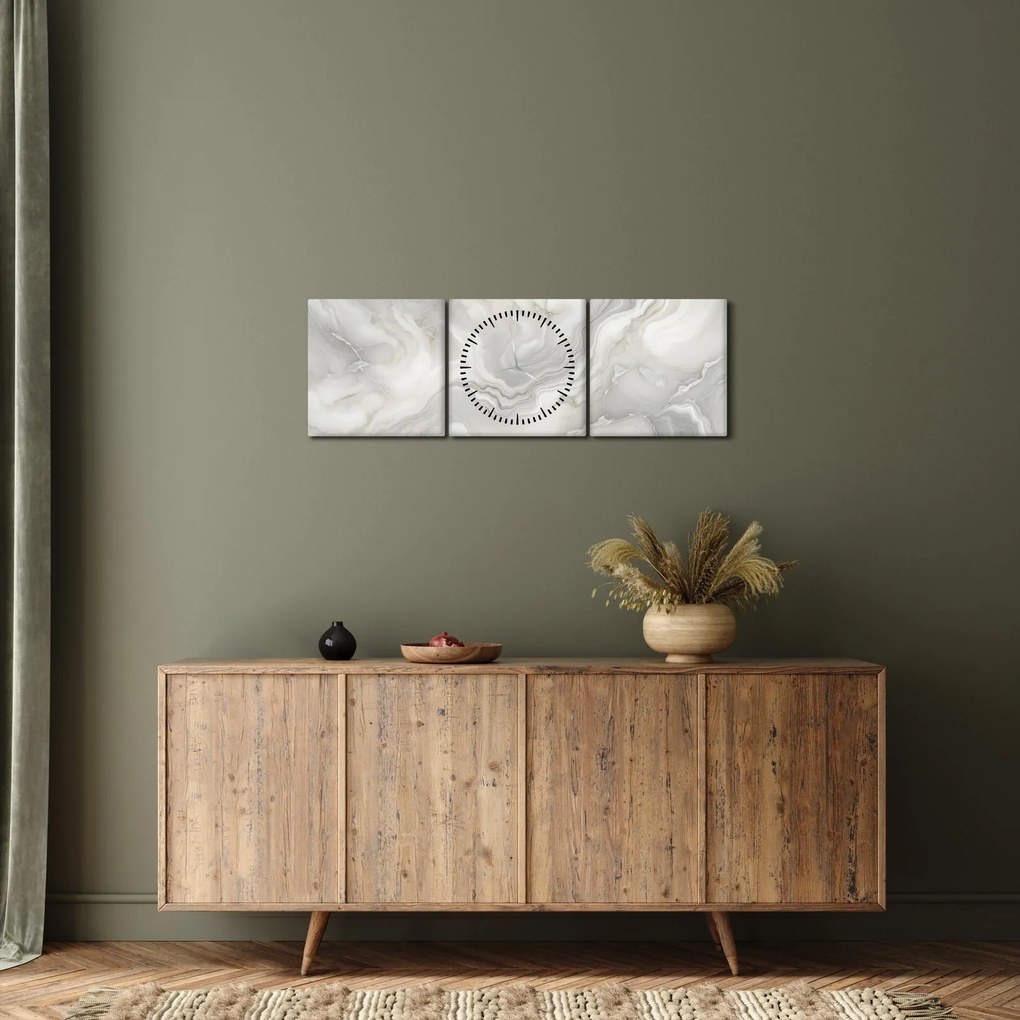 Obraz - Naturalna tekstura marmuru (z zegarem) (90x30 cm)
