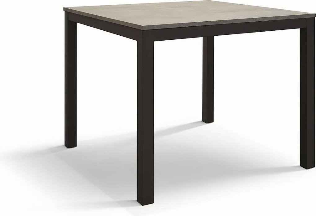 Szary drewniany stół, antracytowa metalowa rama 80x80 - RAVENNA