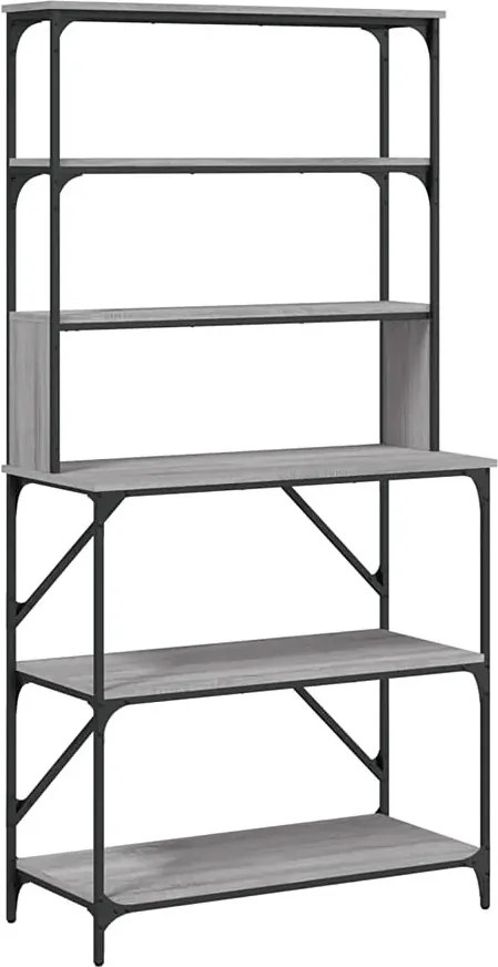Regał z 6 półkami w stylu loft szary dąb G3-H34