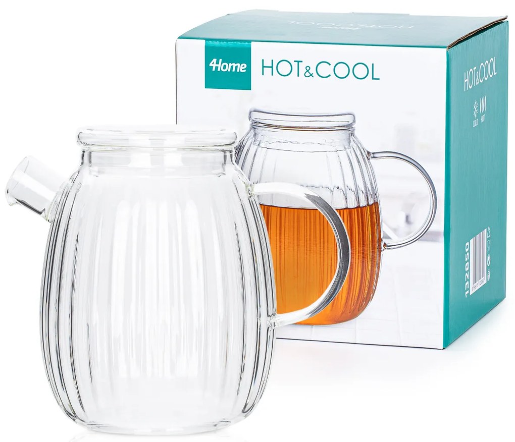 4Home Szklany dzbanek z pokrywką Stripe Hot&Cool, 1 l