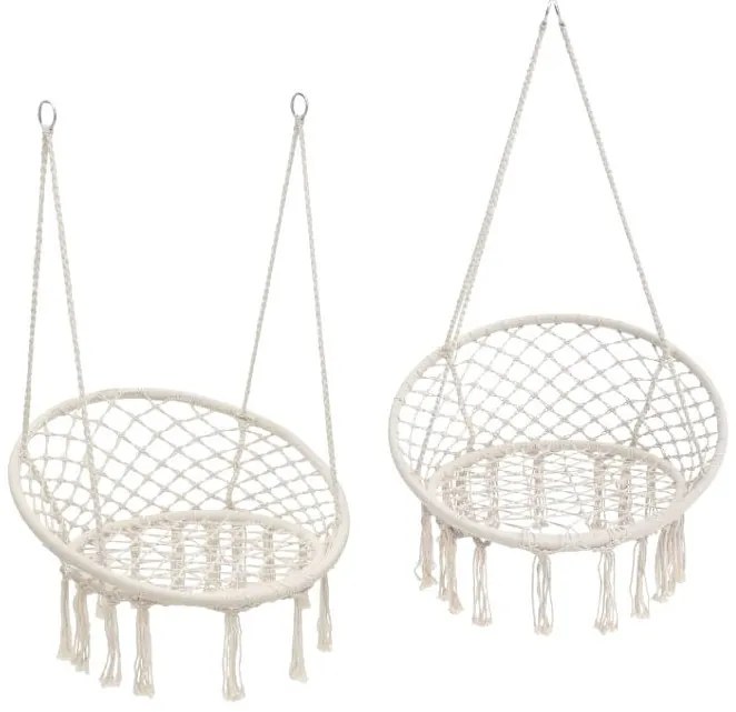 Krzesło Brazylijskie fotel wiszący Magia Wypoczynku w Stylu Boho B-3101C BEŻ