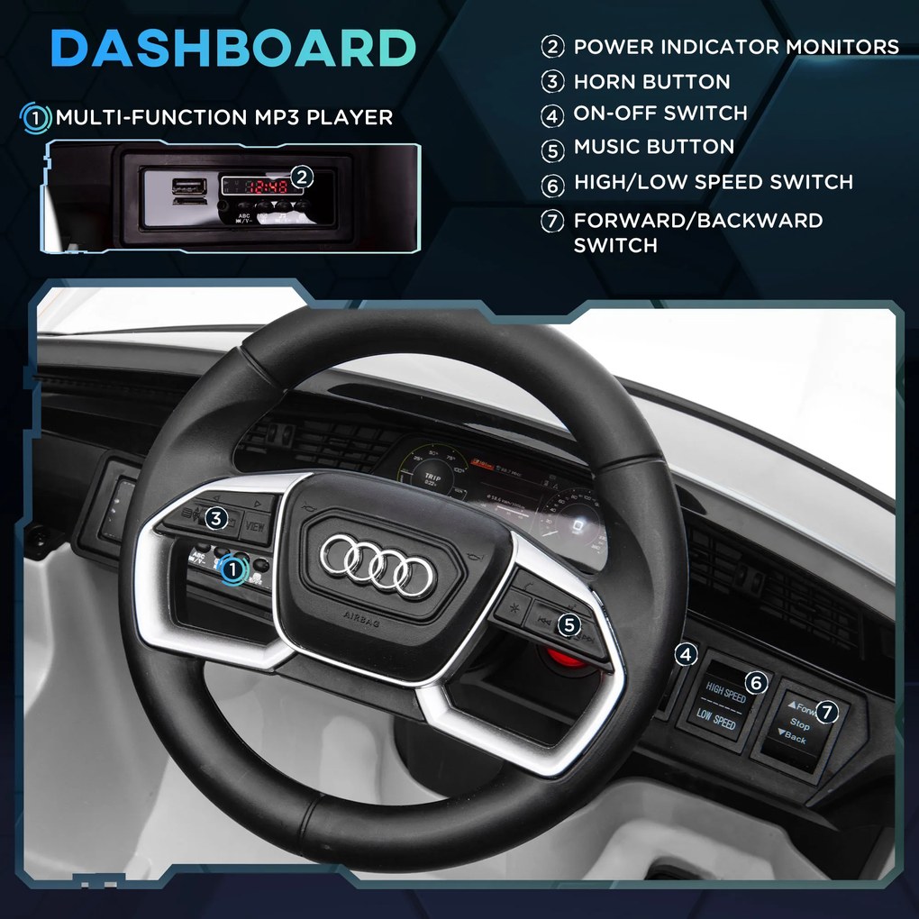 Elektryczny samochód dziecięcy HOMCOM Audi 3–8 km/h biały