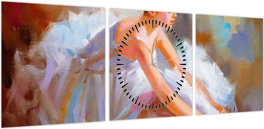 Obraz - Balerina (z zegarem) (90x30 cm)
