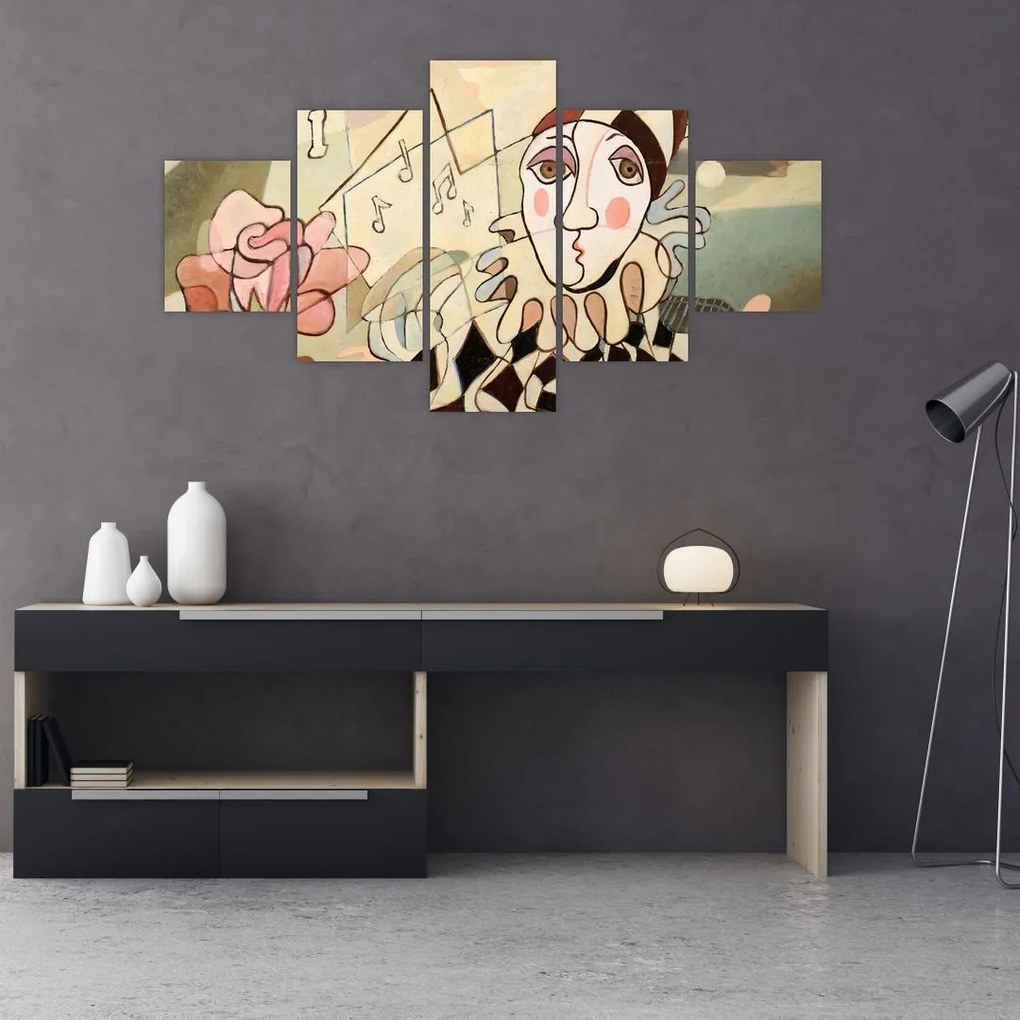 Obraz - Kubizm - harlequin and rose (125x70 cm)