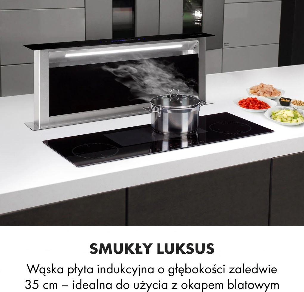 Klarstein Delicatessa Slim 90cm Płyta Indukcyjna 1StrefaFlex 4 Stref Gotowania Czarny