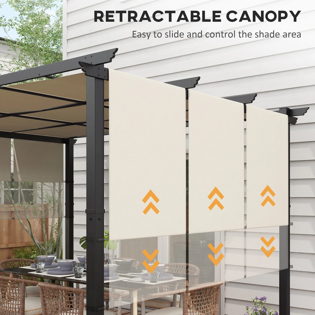Outsunny Markiza przeciwsłoneczna, pergola, odporna na warunki atmosferyczne, w zestawie materiały montażowe, 3 x 3,5 m, beżowy | Aosom PL