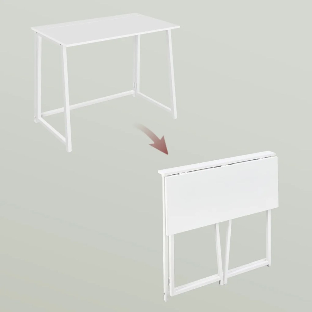 Zestaw do biura – składany stół ZARIMO 80×40 cm, biały + krzesło biurowe AVOLA VELVET jasnoniebieskie