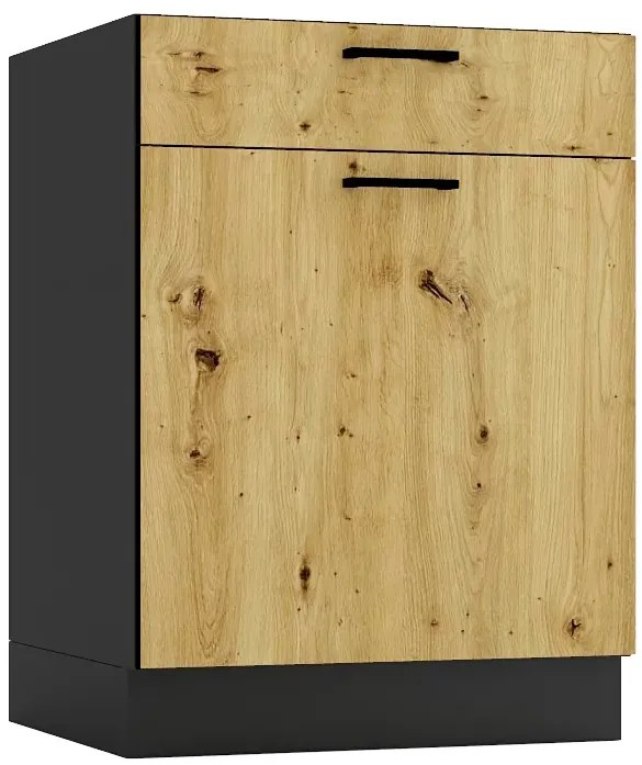 Szafka kuchenna z szufladą 60 cm grafit + dąb artisan - Coleo 9X