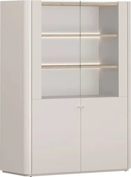 Witryna Elivo 100 cm dwudrzwiowa - kaszmir / dąb olejowany