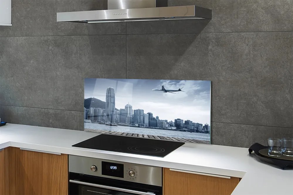 Panel nad Blat Kuchenny Samolot nad Miejskimi Chmurami