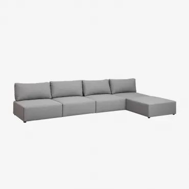 Sofa Modułowa 4-częściowa Z Pufą Kata Szary - Sklum