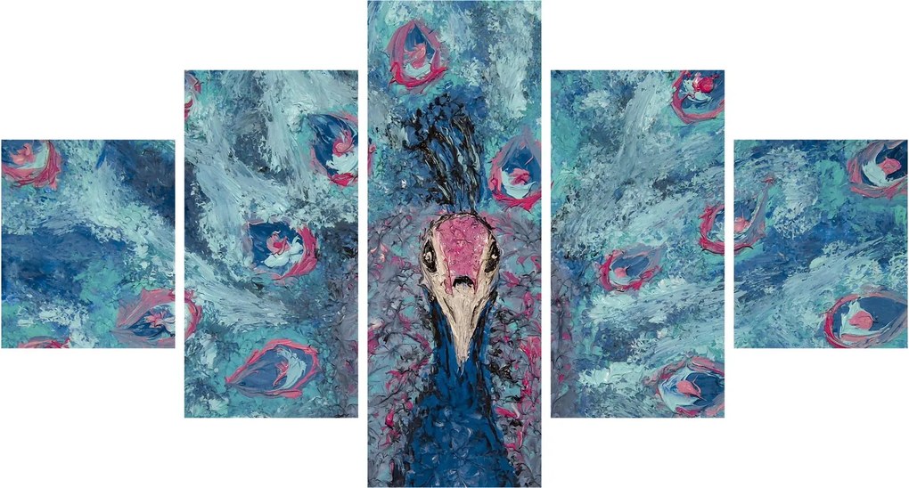 Obraz namalowanego pawia (125x70 cm)