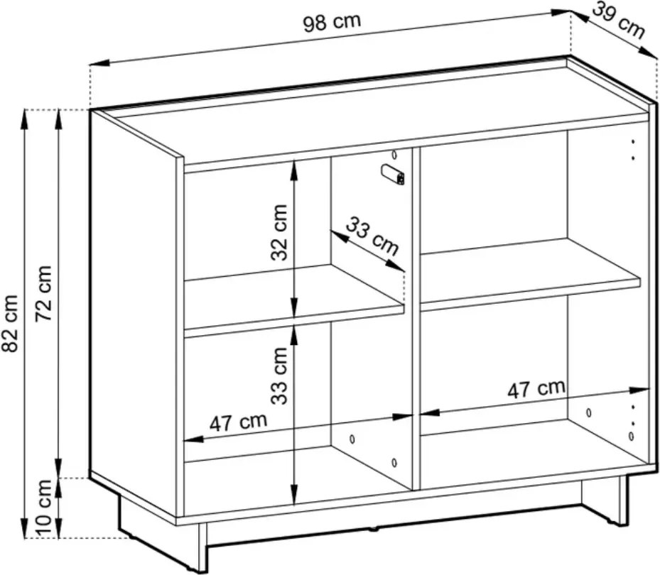 Komoda Vabres 98 cm dąb karmel nowoczesna stojąca 2 drzwi push to open skandynawska laminowana