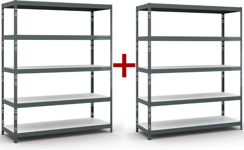 Regał półkowy 1+1 GRATIS, 1966x1600x600 mm, nośność 350 kg