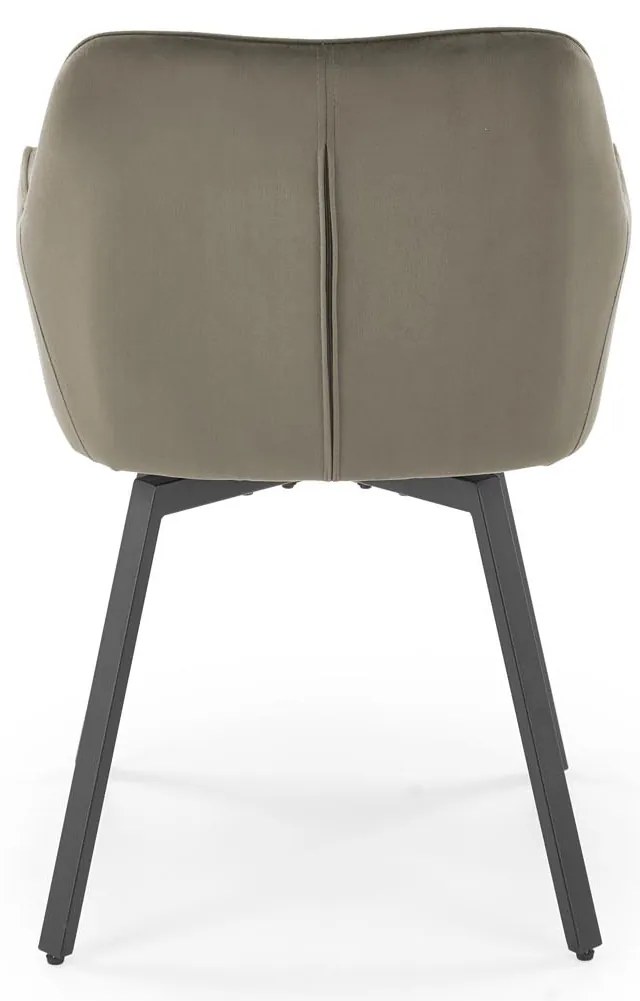 Krzesło do jadalni obrotowe z podłokietnikami beżowe welurowe K588