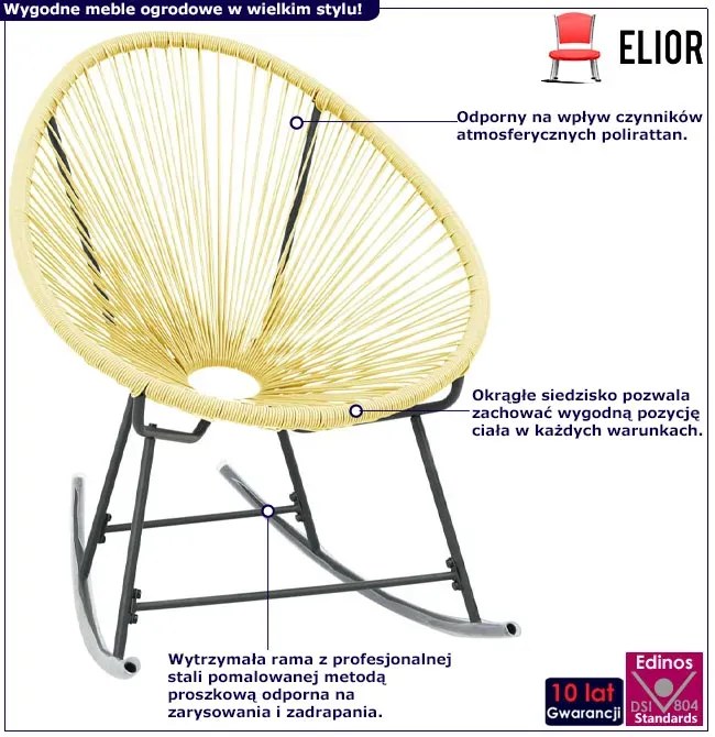 Beżowe bujane krzesło ogrodowe typu acapulco N9-C23