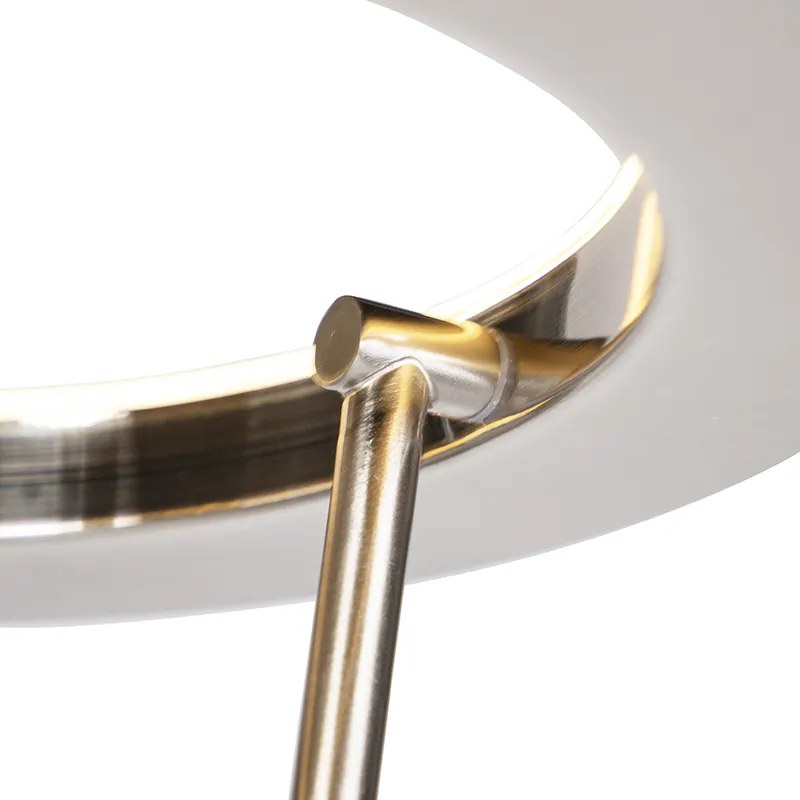 Nowoczesna lampa stojąca stal i szkło w tym LED z ramieniem do czytania - Divine