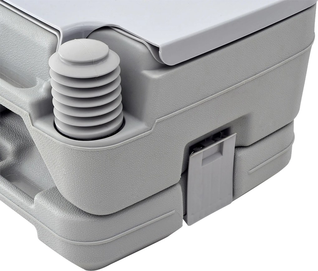 HOMCOM Toaleta zewnętrzna, przenośna, z zbiornikiem na odpady i zbiornikiem do spłukiwania, z plastiku, z pokrywą, Szara