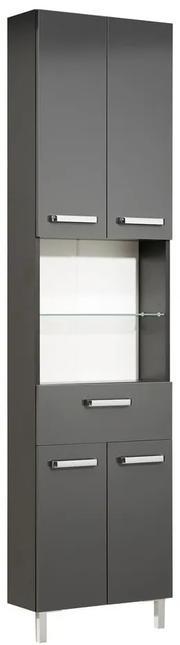 Ciemnoszara wysoka szafka łazienkowa 50x196 cm Set 311 – Pelipal