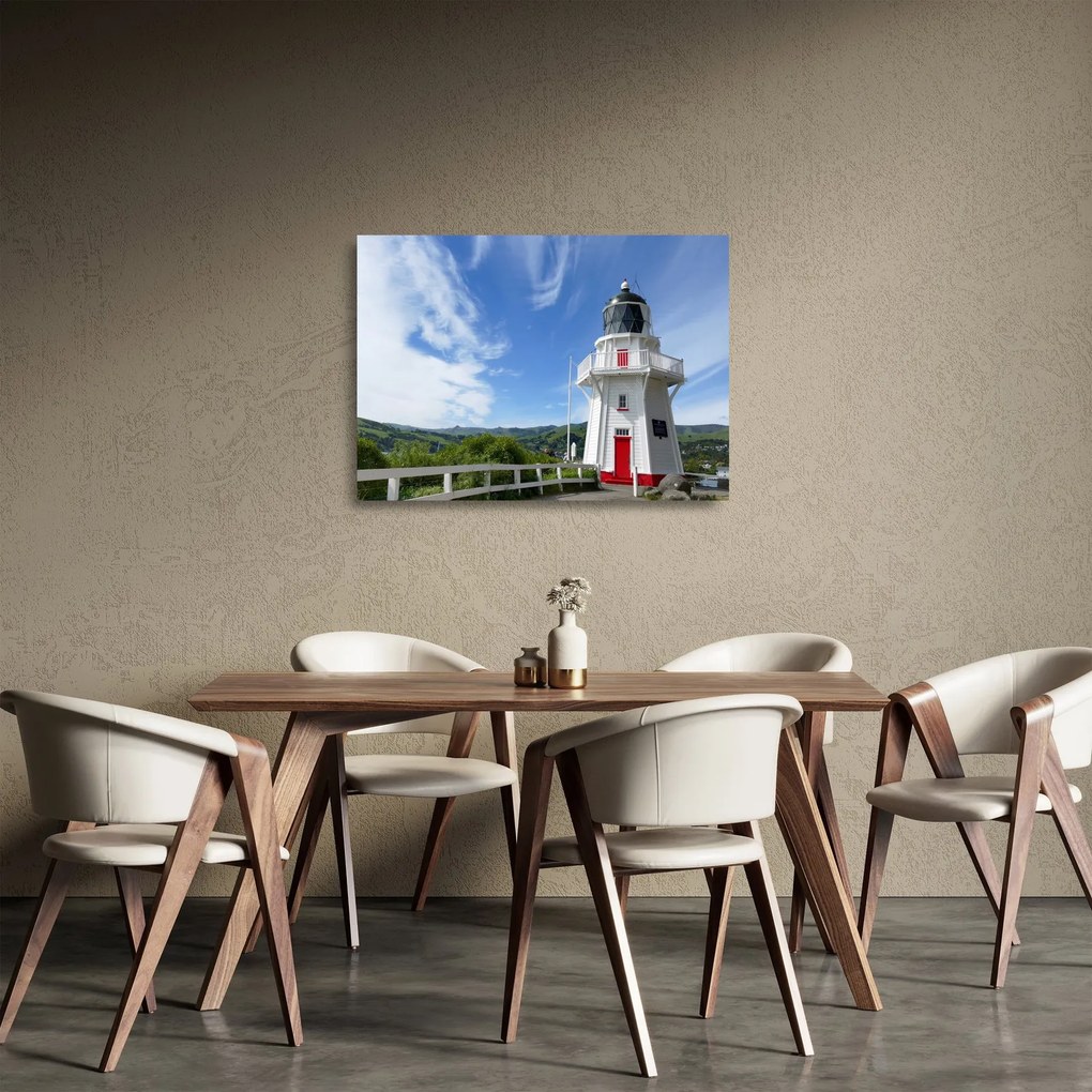 Obraz na szkle latarni morskiej Akaroa w Nowej Zelandii (70x50 cm)