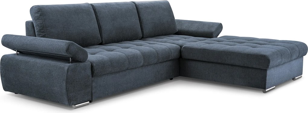Masseno Narożnik SANDRO z funkcją spania i pojemnikiem na pościel Narozniki L, Rozkładana sofa - Niebieski, ARAGON 79