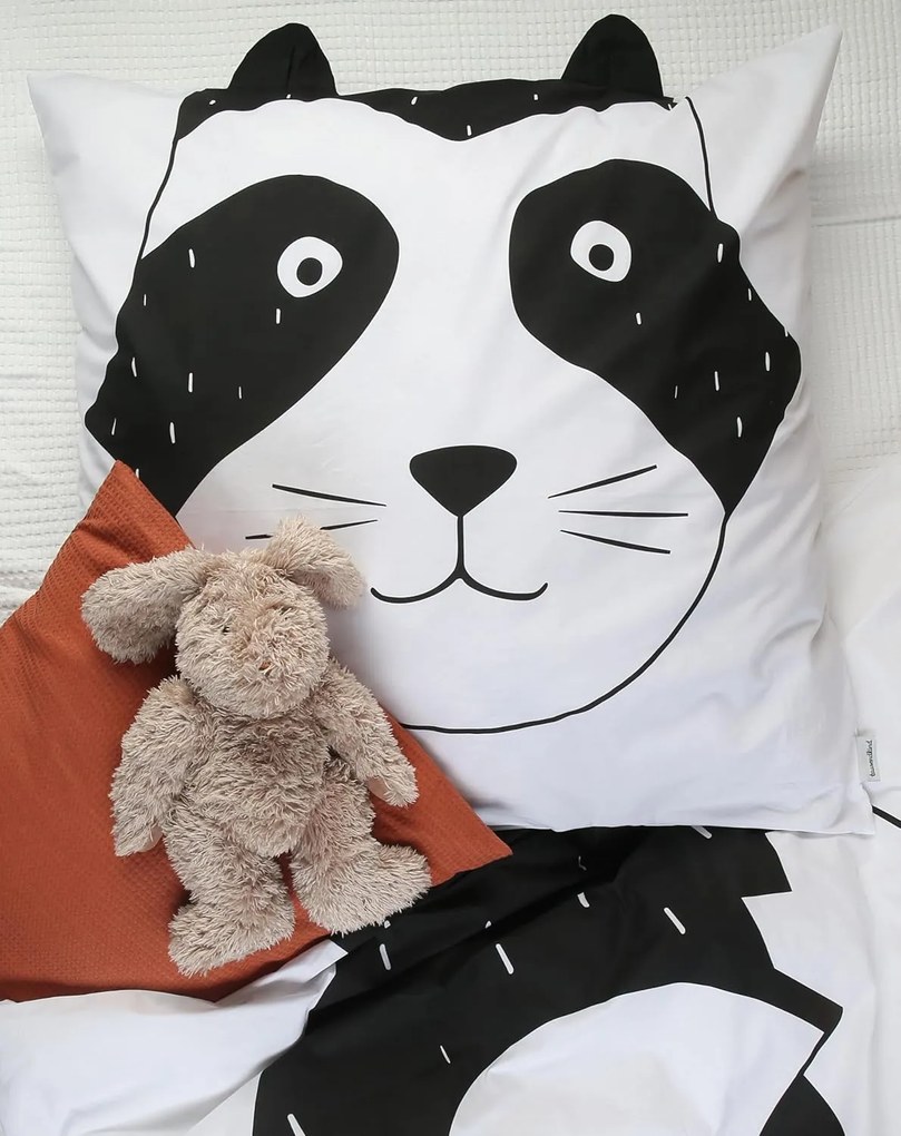 PrzytulneMieszkanie.pl PrzytulneMieszkanie.pl Bawełniana pościel do łóżeczka RACCOON czarno-biała Rozmiar pościeli: 40 x 60 cm | 100 x 135 cm