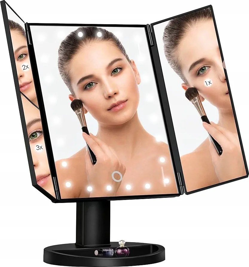 Lusterko Do MAKIJAŻU Powiększające 3X Kosmetyczne PODŚWIETLANE LED | VOLAN