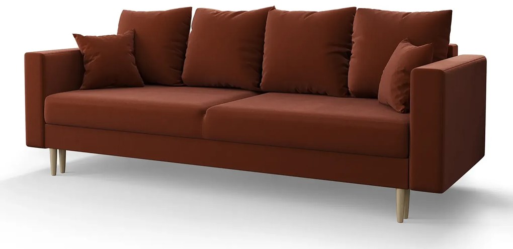Brązowa rozkładana sofa na nóżkach - Adante