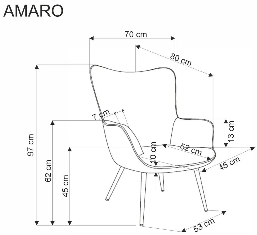 Fotel tapicerowany AMARO kremowy HALMAR