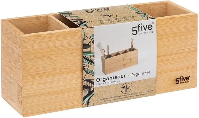 Bambusowy organizer z 4 przegródkami 4COMP 22,6x7,2x9,7 cm