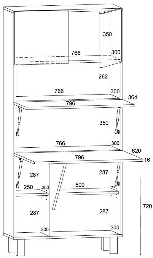 Szafka z biurkiem składanym dąb sonoma + biały Z2-G45