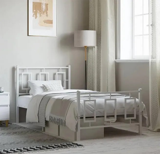 Białe metalowe łózko pojedyncze 90x200 cm T3-L94