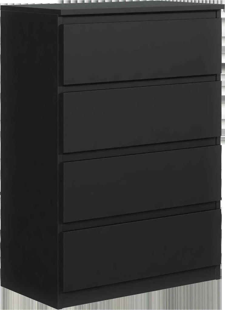 Komoda NUDO - Czarny / Front Czarny / Mat / 70 cm / 4 szuflady