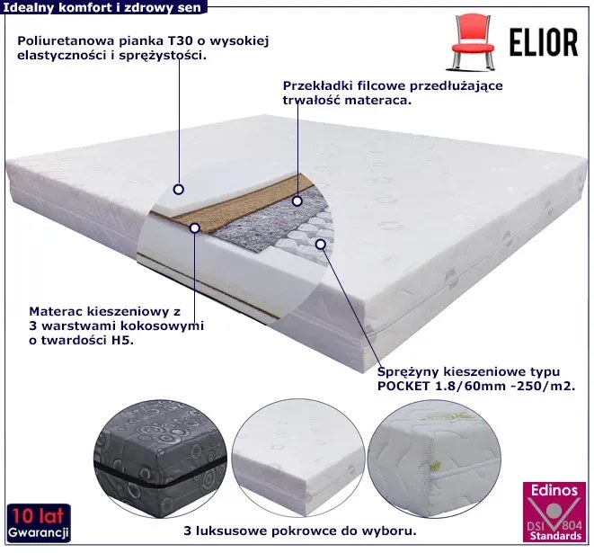 Twardy materac kokosowy 90x200 K8-F63