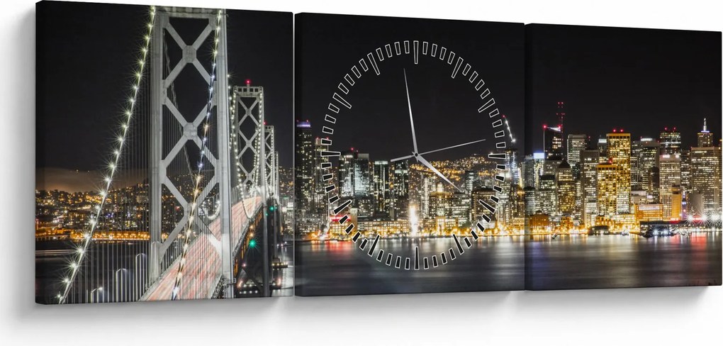 Obraz Brooklyn Bridges i Nowego Jorku (z zegarem) (90x30 cm)