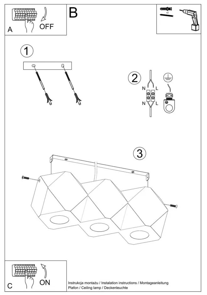 Lampa punktowa w naturalnym kolorze 12x36 cm Vige – Sollux