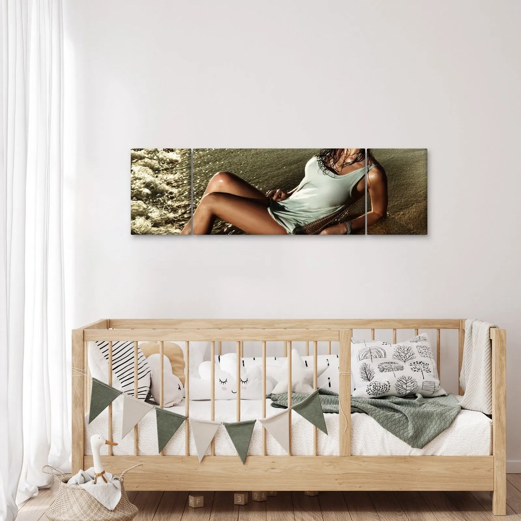 Obraz kobiety na plaży (170x50 cm)