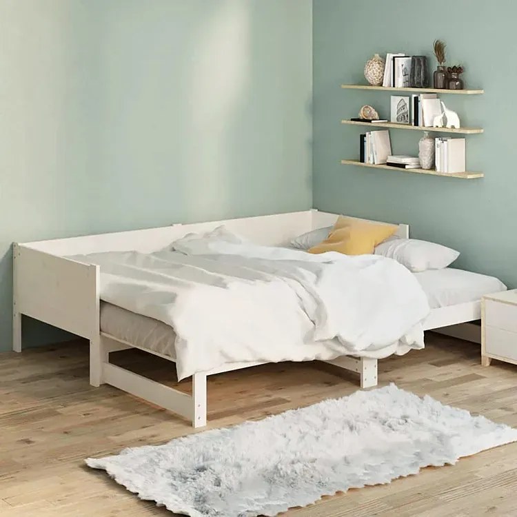 Białe łóżko rozsuwane sosnowe 2x(80x200) cm M8-T56